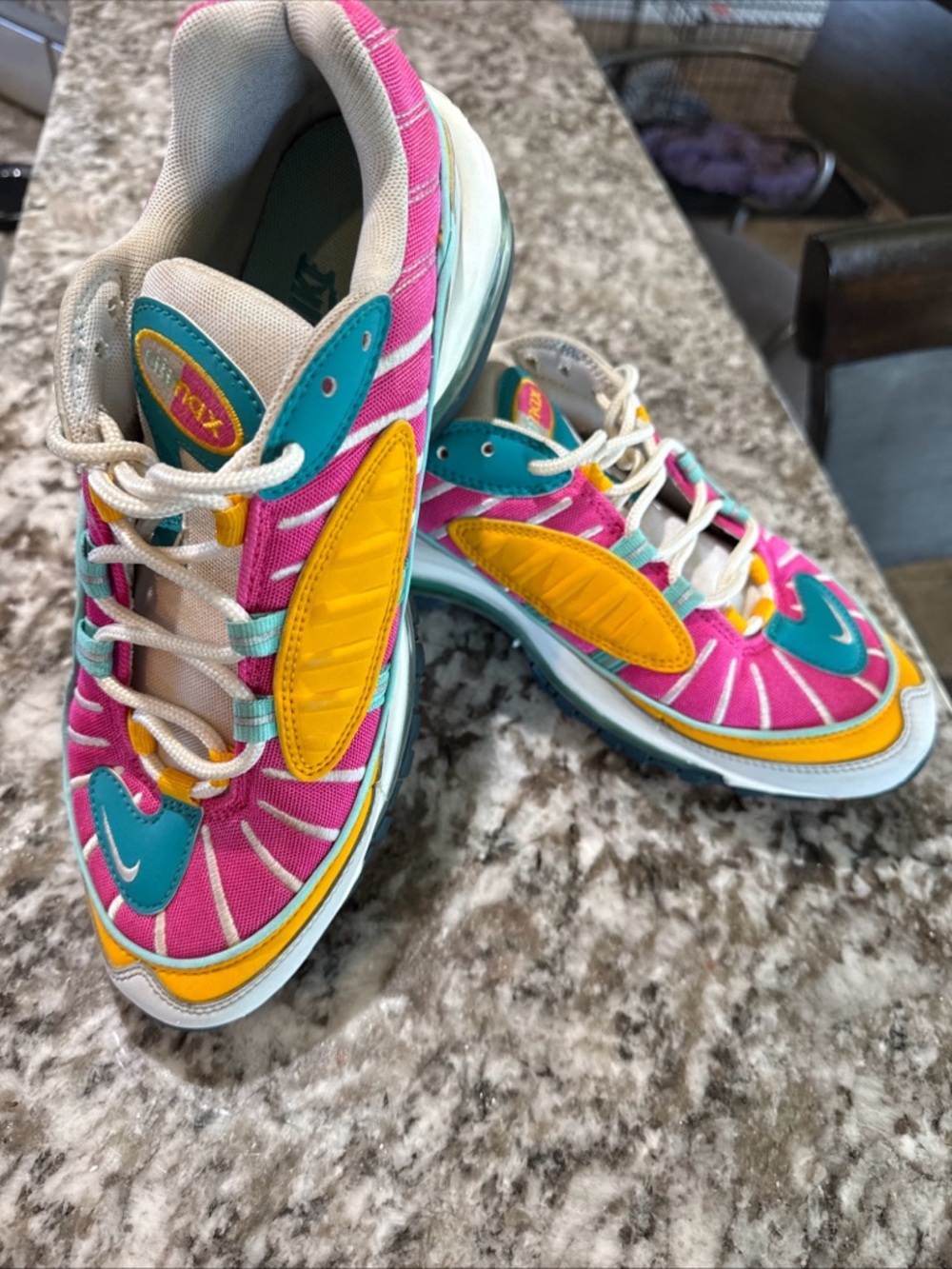 Nike womens Size 8.5 Pink, Yellow & Teal Athletic Sneakers - Picture 7 of 8